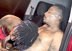 Black studs enjoying beach fun