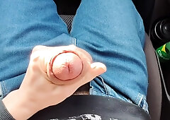 Taxi Driver Jerks Off My Big Dick While Driving Me Home From College