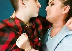 Lesbo French Giving a kiss Makeout Enormous Tongue Giving a kiss Tongue War Lip Biting