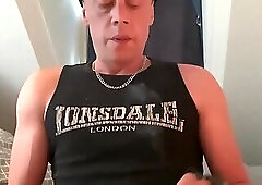 Cumshot in the morning in adidas chile 62 pants