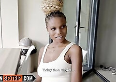 This LARGE BREASTS BLACK TEEN missed her dude back home whilst I had her in my hotel room and banged her COARSE in missionary