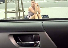 Hot bitch fucks stranger for lift