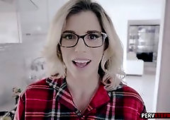 Horny stepmom Cory Chase prepared her pussy for a nasty stepdad with big cock Sexy MILF got surprised by a guy and he used that moment to take her wet