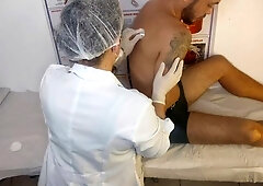 Nurse Jennifer Pimenta gets hands-on with her first patient and a big hard cock