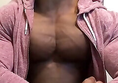 Big Black Guy Flexing and Posing With Pec Bounce