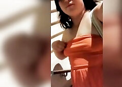 I went for a walk and was a bit horny, so I took of my clothes, flash boobs and took some videos of that.