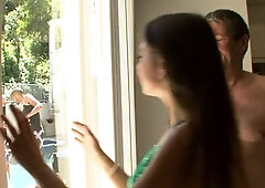 Busty brunette amateur babe teasing