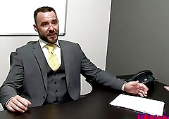 British muscular stud sucks off his boss