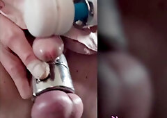 My lil' pinkish nutsack locked up and opened up taut, but I can jizz !