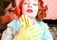 green gloves - household latex gloves fetish - ASMR episode free fetish movie