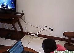 African Ebony solo handsome twink jerks oiled rod at home