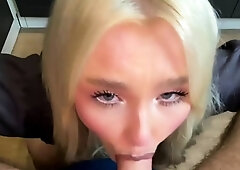 Rushed over to see magnificent blonde, jizz in mouth during