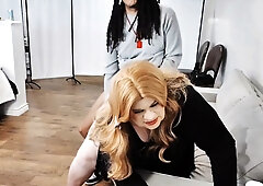 Giant black cock stretches out Fiona Fortune's big sissy ass before covering her face