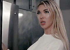 Gorgeous blonde TS analed her boyfriend