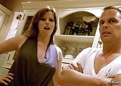 Spouse watches his wife with a large ebony jock