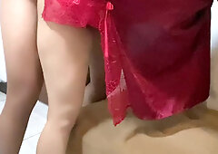 A slutty brunette always starves for sex with her horny man