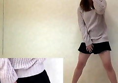 Japanese slut pees thru panties