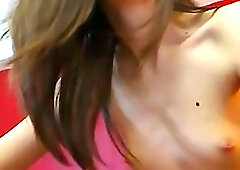 Small titted, Romanian brunette with blue nails likes to play with her soaking wet pussy