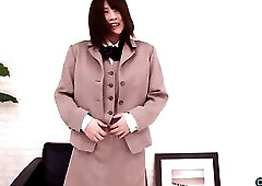 A gal employs a dildo on her sensitive clit, resulting in an intensive climax.