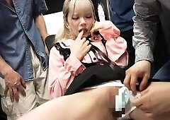 Cute Asian in pretty panties masturbates with a toy