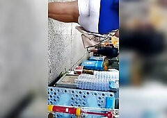 Large Butt in white shorts . Visible panty line .