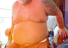 Mature guy with a big ass and huge balls enjoying the outdoors