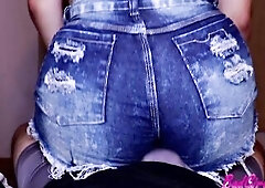 Stripping and Lap Dance in Denim Shorts for Superlatively good Ally