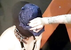 Panty fetish, armpit fetish. Dominatrix and slave in a chastity belt.