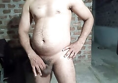 Hairy gay, hand-job, spycam