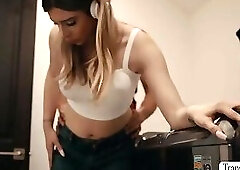 Horny stepdad bareback busty TS stepteen