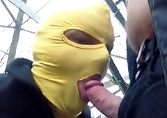 Tied Slave Sucks Cock