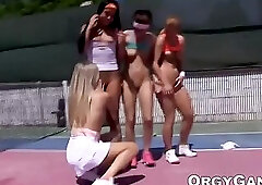 Teens participate in outdoor lesbian orgy after tennis match