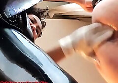 DOMINAFIRE: Latex Ding-dong Queen pegging sissy whore