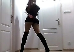 sexy CD milf dancing teasing seducing with big ass