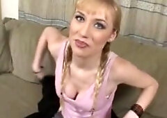 Pretty Blonde Extreme Blowjob and Fuck Mouth