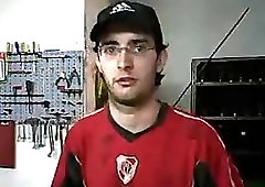 Horny Stud In Glasses Cumming After Wanking