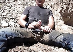 Public pissing jeans at a mine
