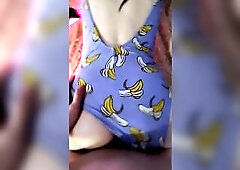 Nerdy in glasses and a swimsuit sucked my weenie and got drilled