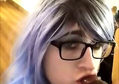 Crossdresser swallow bbc cum