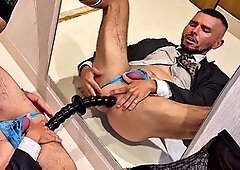 Gay orgasm, wearing lingerie, gay