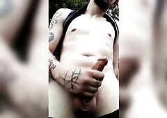 Risky outdoors ejaculation