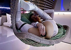 Busty brunette MILF fucks her ass and pussy with huge toys