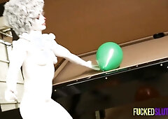 Whore with clown makeup posing naked