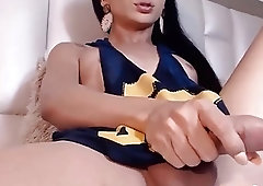 Brunette Slut Trans Hard Masturbating Solo