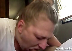 Amateurs Blondie cougar Slurping His Knob And Using Hands - Homemade Sex
