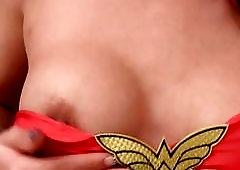 Kinky Asian ladyboy plays with her small she cock solo