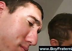 Ass fucked college boy swallows cumshot in gay party