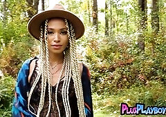 Cute black MILF model Alydeity posing in hot lingerie and exposed all natural body while posing in the nature Sweet perfect ass babe removed lingerie 