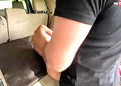 Blindfolded & Tied Blonde Babe Gets Fucked At A Public Parking