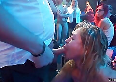 Girls are partying in the night club and eagerly sucking random dicks to get facial cumshots